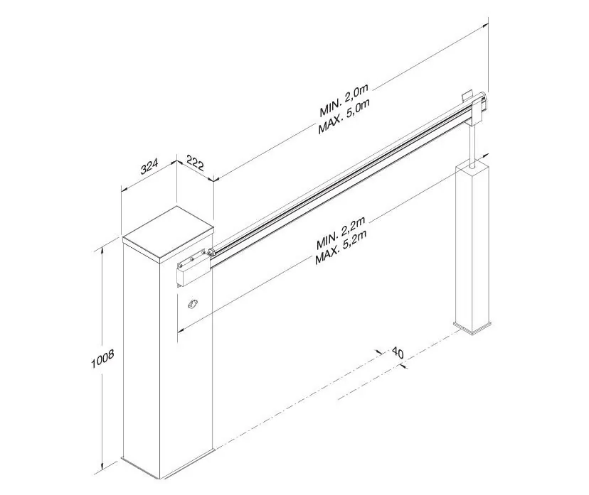 RVS slagboom Beninca tekening
