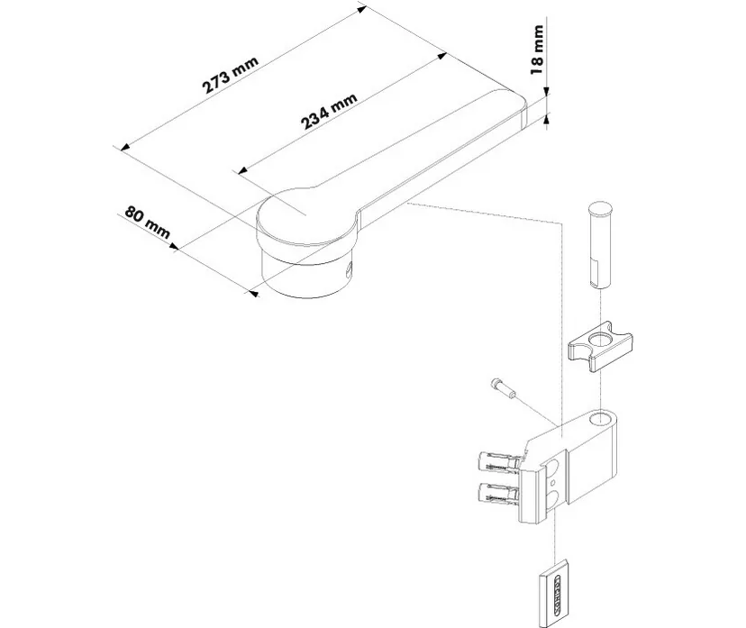 Technische Zeichnung Locinox VENUS-ARM-G kompakter Arm