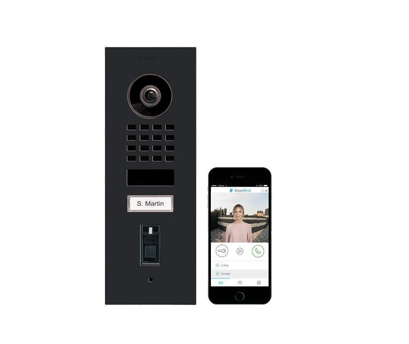 DoorBird IP Video-Türsprechanlage D1101FV, Unterputzmontage, Edelstahl, Graphitschwarz, Mit Fingerabdruckscanner DoorBird IP Video-Türsprechanlage D1101FV, Unterputzmontage, Edelstahl, Graphitschwarz, Mit Fingerabdruckscanner