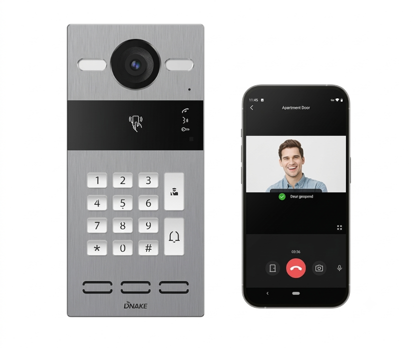 IP-Video-Türsprechanlage DNAKE S213KS grau, 1 Klinkeltaste, Codetaster mit App IP-Video-Türsprechanlage DNAKE S213KS grau, 1 Klinkeltaste, Codetaster mit App