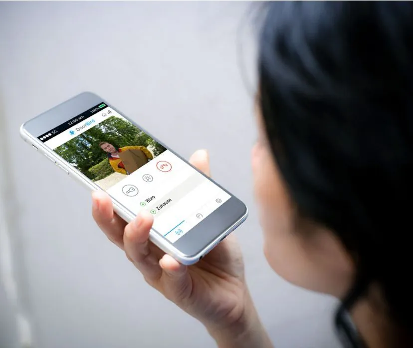 DoorBird IP-Video-Türsprechanlage D1101FV Aufputz Edelstahl Graphitschwarz, Fingerscanner