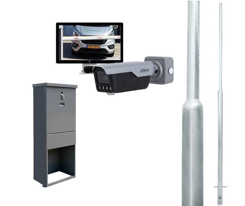 Kennzeichenkamera-Set mit 1 Kamera, Mast und Kabelverteilerschrank Kennzeichenkamera-Set mit 1 Kamera, Mast und Kabelverteilerschrank