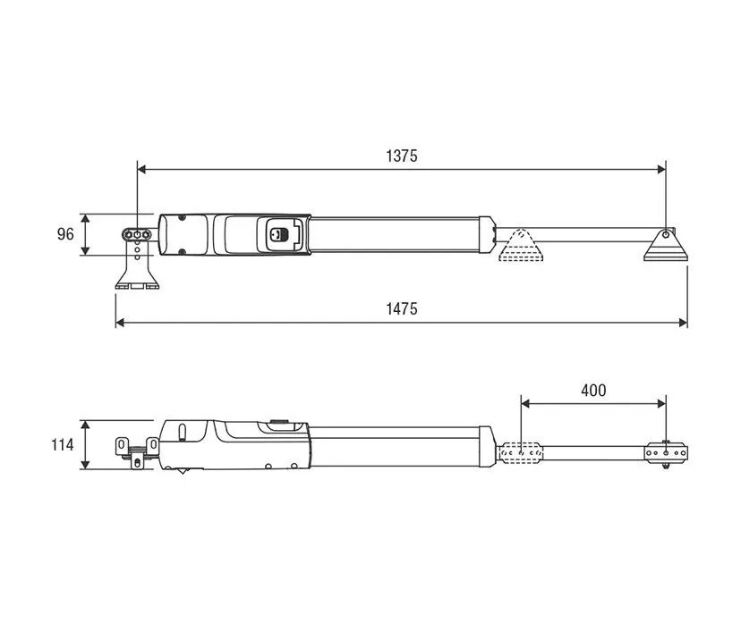 Technische tekening Beninca poortopener