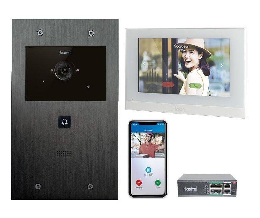 Video-Türsprechanlagen-Set IP Large Fasttel, 1 Klingeltaste mit Innenstation