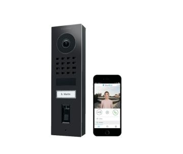 DoorBird IP-Video-Türsprechanlage D1101FV Aufputz Edelstahl Graphitschwarz, Fingerscanner
