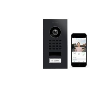 DoorBird IP-Video-Türsprechanlage D1101V Unterputz Graphitschwarz Edelstahl, 1 Klingeltaste