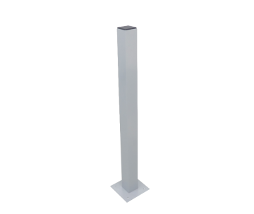 Aluminium-Ständer für Impulsgeber (Fußplatte), RAL 9006, 80x80x1100 mm