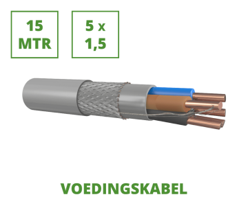 Stromversorgungskabel 15 m, 1 kV, geschirmt, 5x1,5 mm²