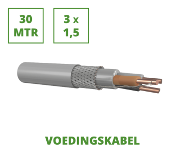 Stromversorgungskabel 30 m, 1 kV, geschirmt, 3x1,5 mm²